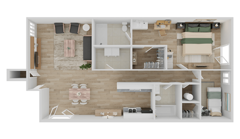 Floor plan for 2 beds, 2 baths, 1175 sqft